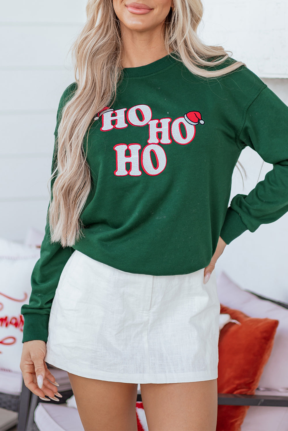 Evergreen Embroidered Christmas Fashion Sweatshirt