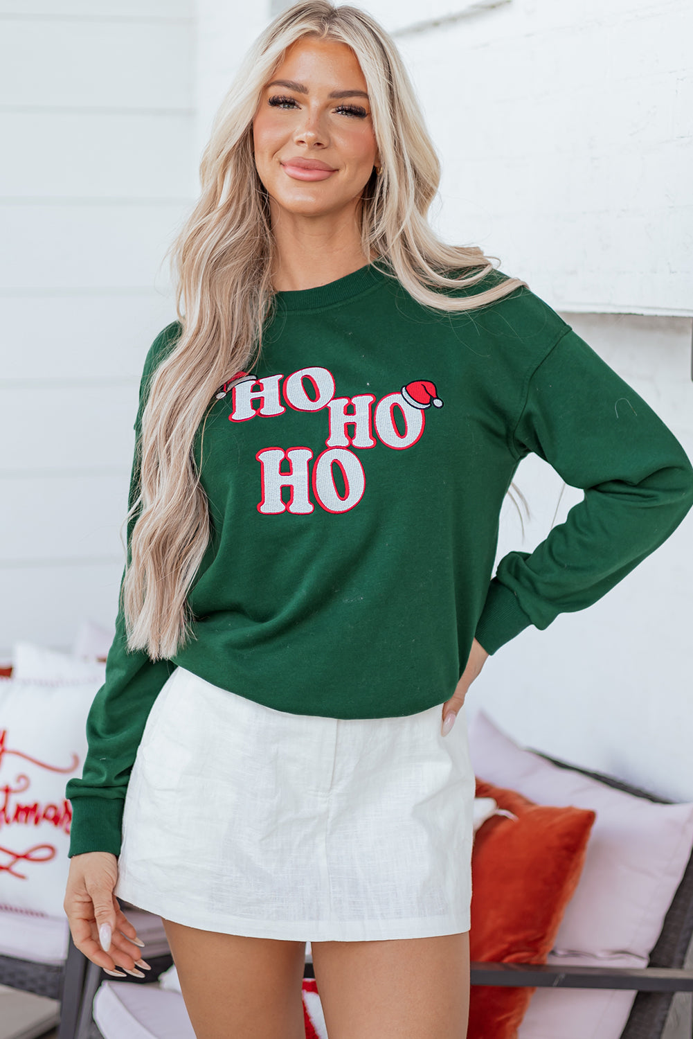 Evergreen Embroidered Christmas Fashion Sweatshirt