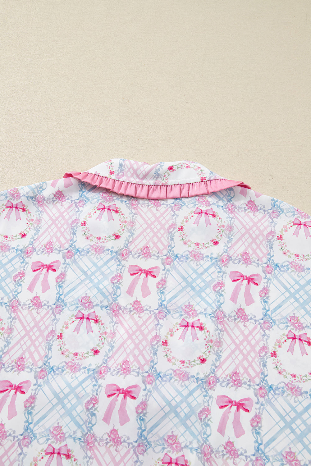 Pink Bow Wreath Pajama Set