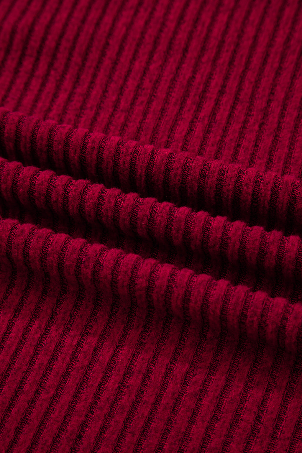 Racing Red Ribbed V Neck Bow Back Top