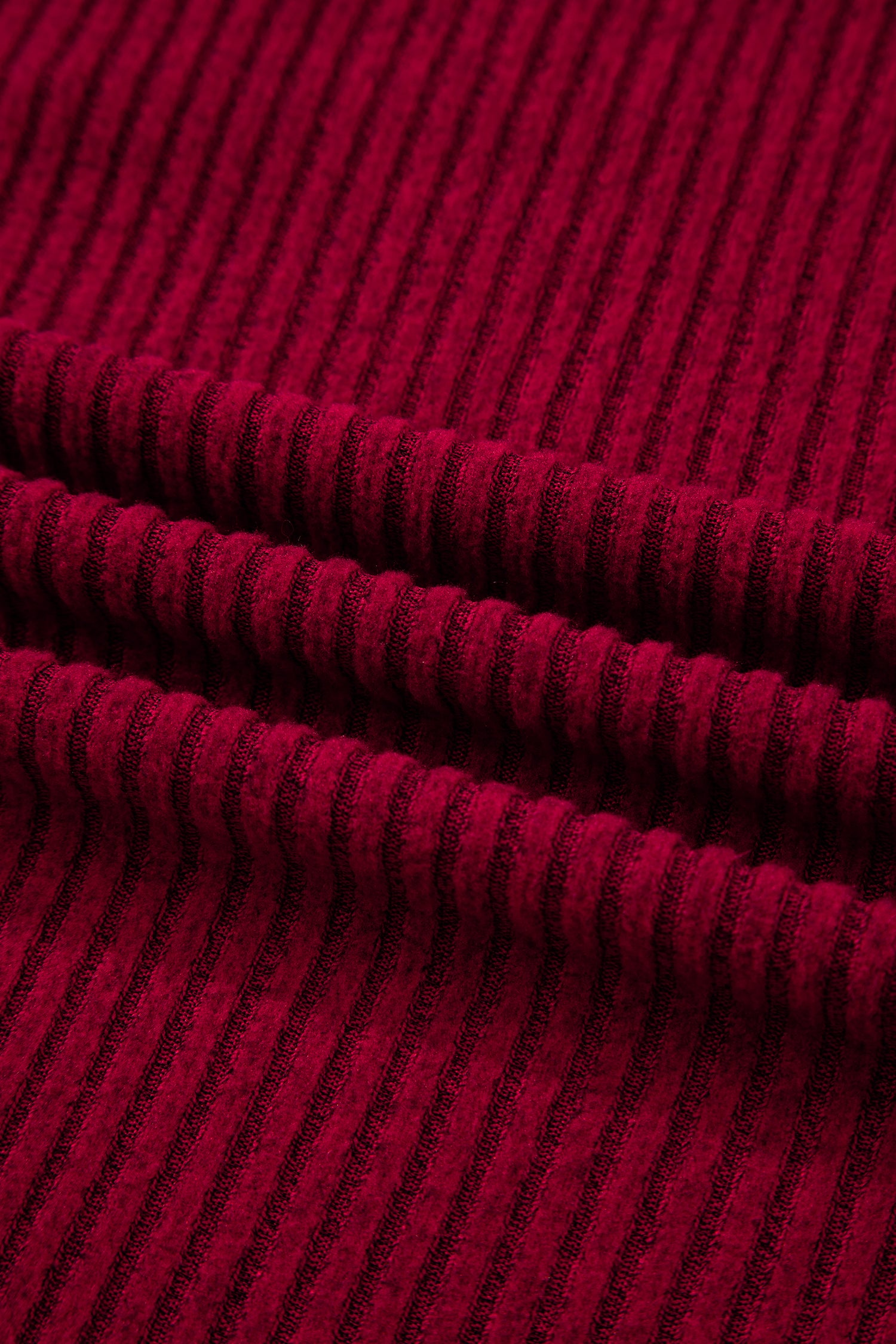 Racing Red Ribbed V Neck Bow Back Top