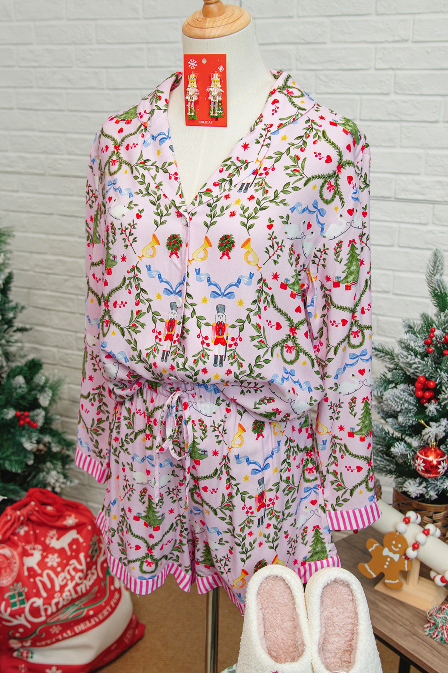 Pink Nutcracker Long Sleeve 2pcs Pajama Set