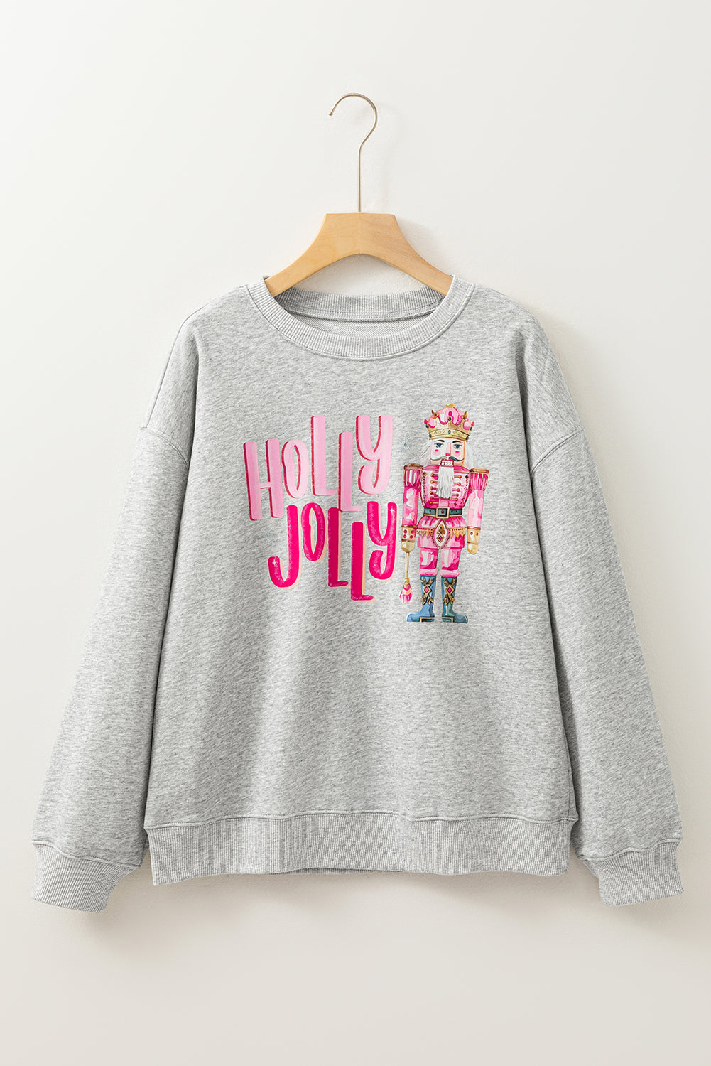 HOLLY JOLLY Nutcracker Print Crew Neck Christmas Sweatshirt