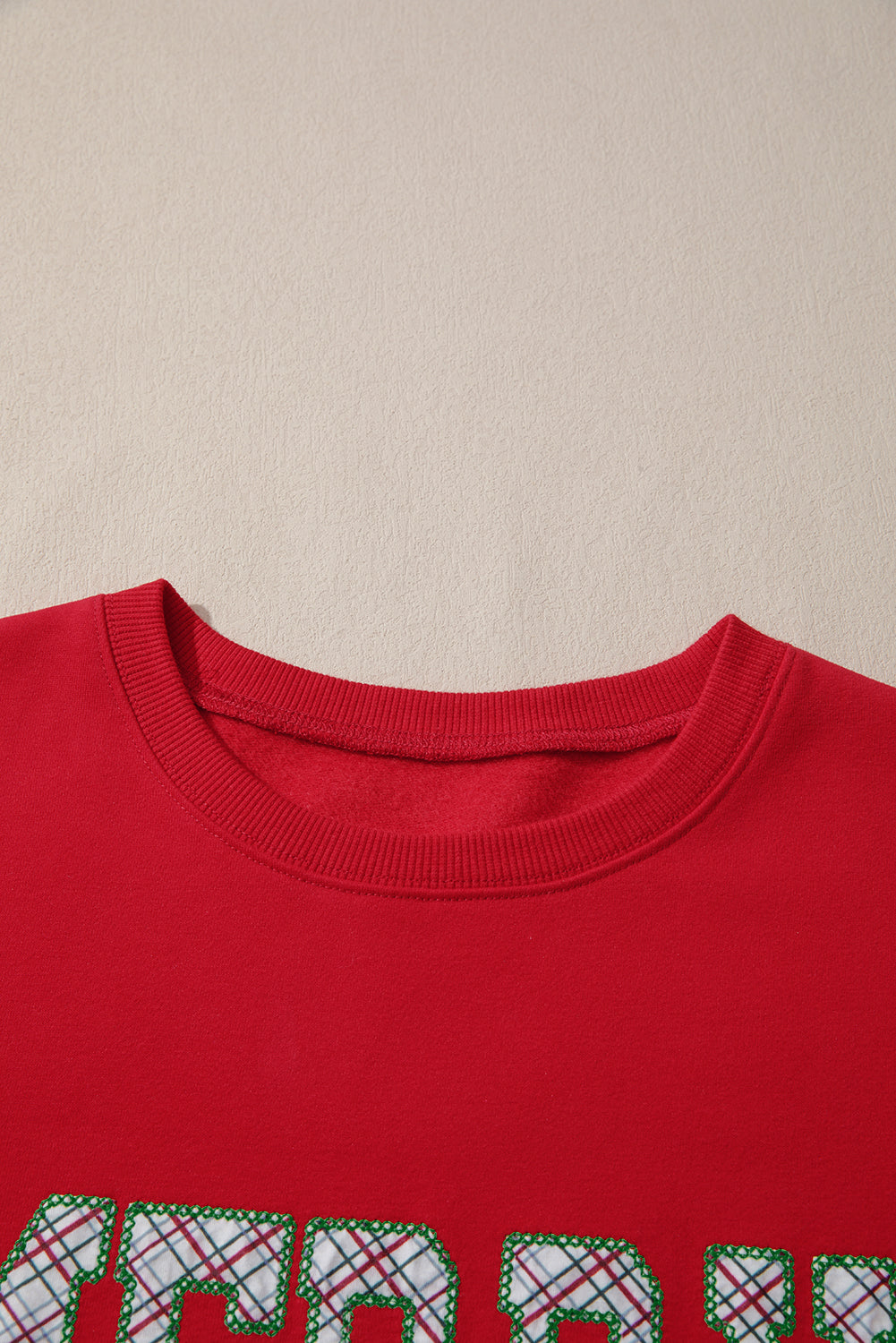 Merry and Bright Plaid Embroidered Letter Sweatshirt