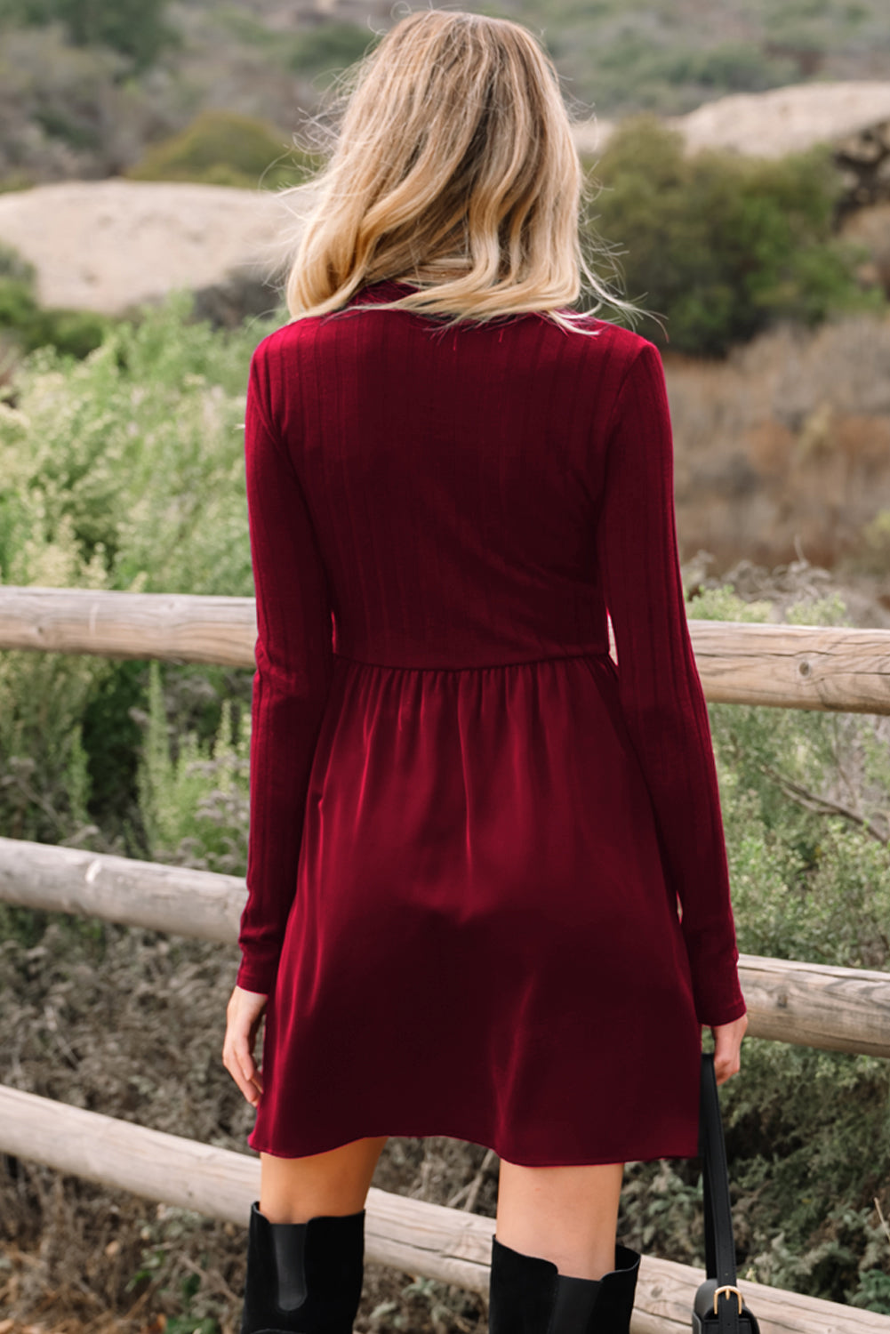 Red Dahlia Frilled Neck Knit Mini Dress