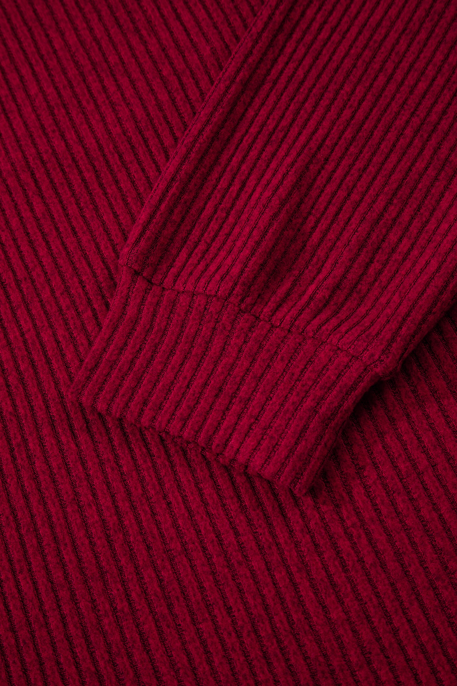 Racing Red Ribbed V Neck Bow Back Top