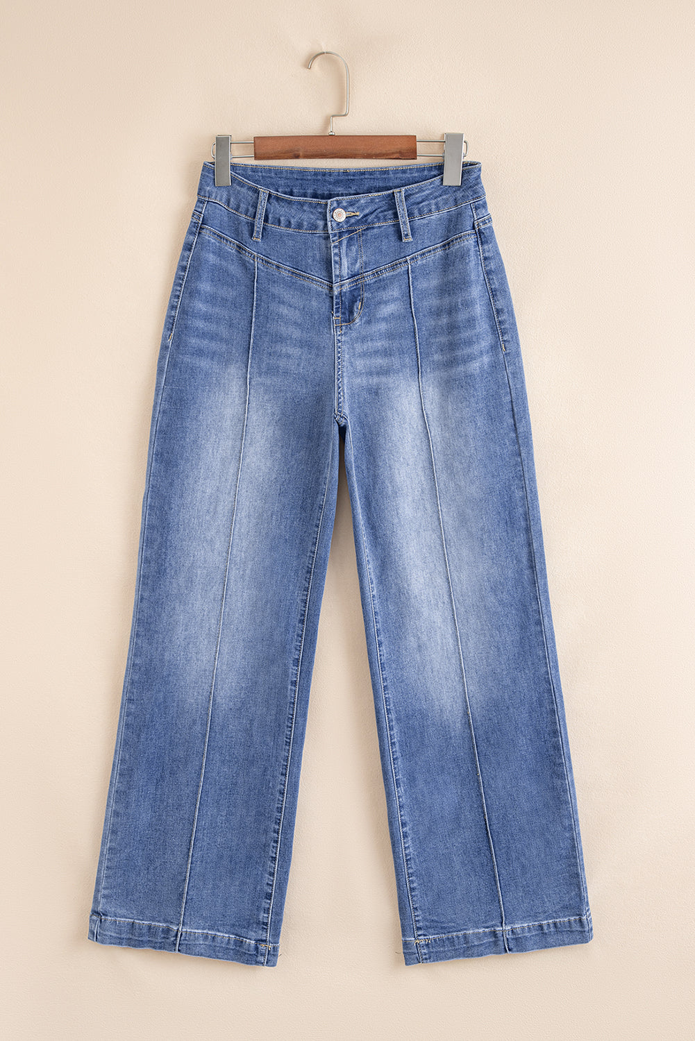 Beau Blue Tailored Center Straight Loose High Rise Jeans