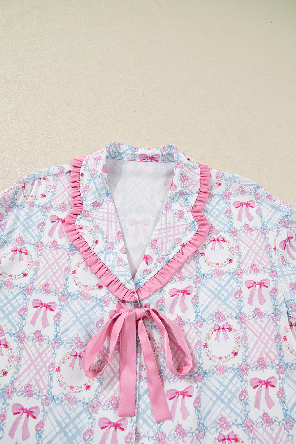 Pink Bow Wreath Pajama Set