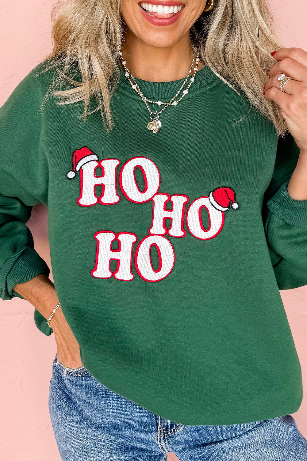 Evergreen Embroidered Christmas Fashion Sweatshirt