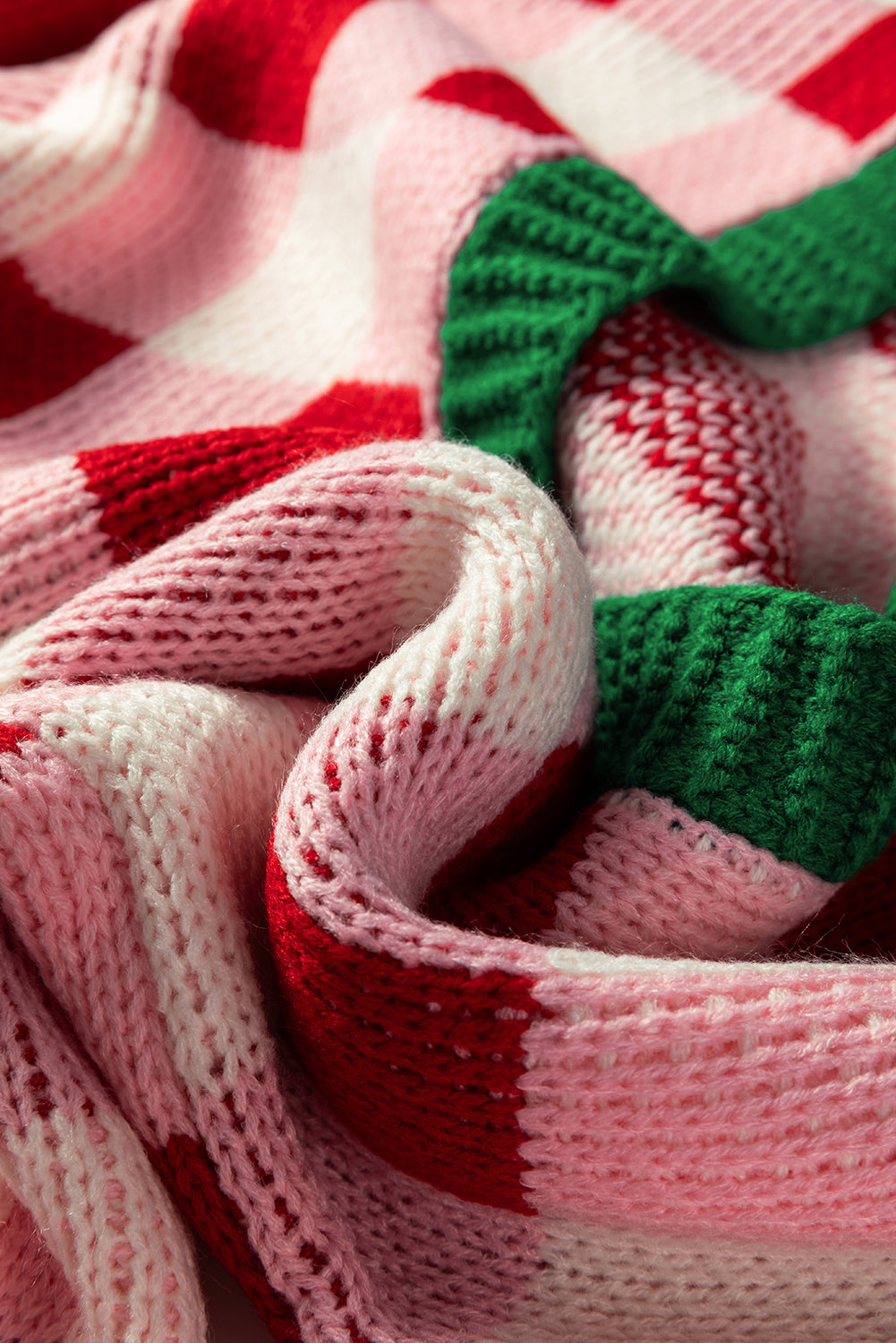 Pink Plaid Knit Bow Cardigan