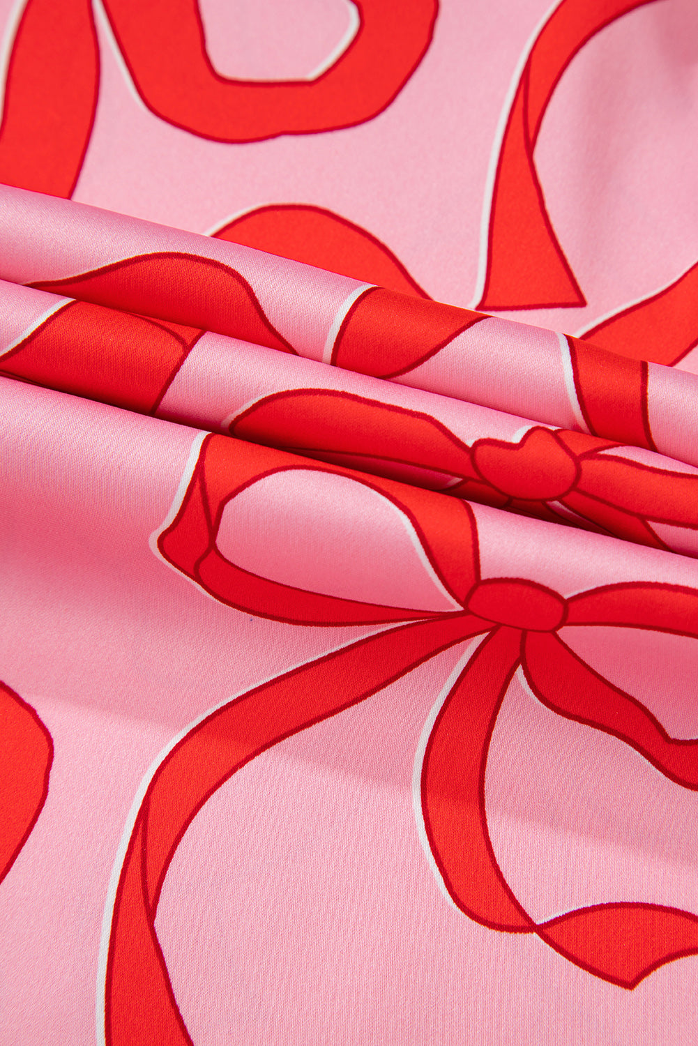 Pink Bow Print Shirt Style Long Sleeve 2pcs Pj set