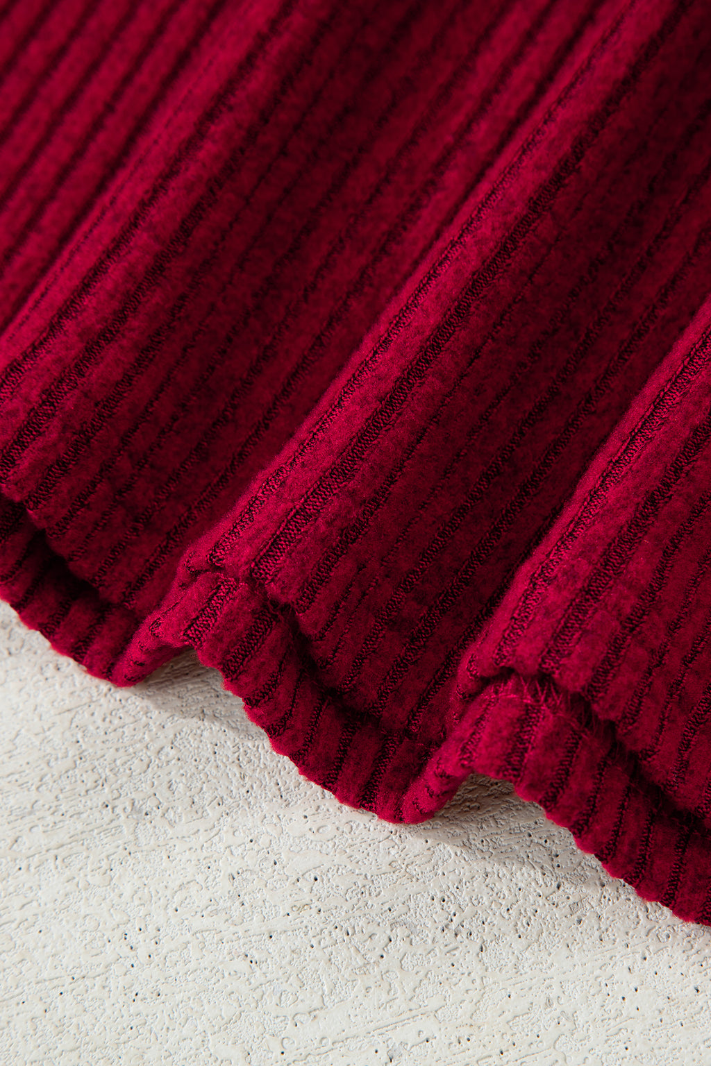 Racing Red Ribbed V Neck Bow Back Top