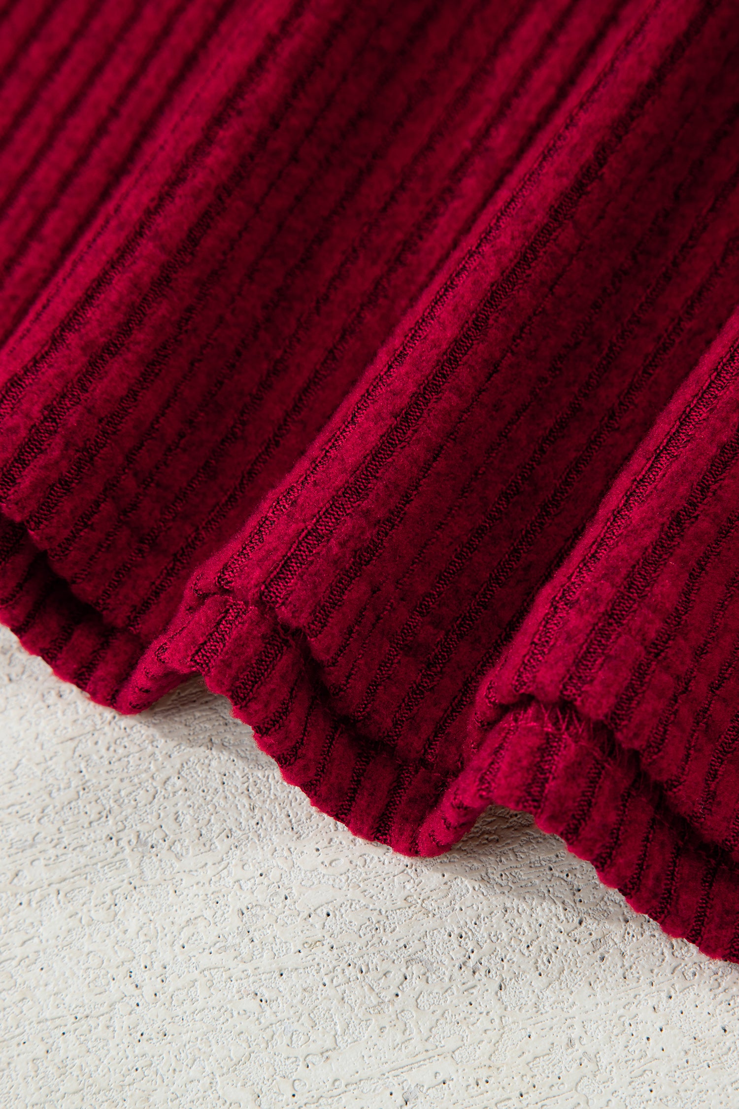 Racing Red Ribbed V Neck Bow Back Top