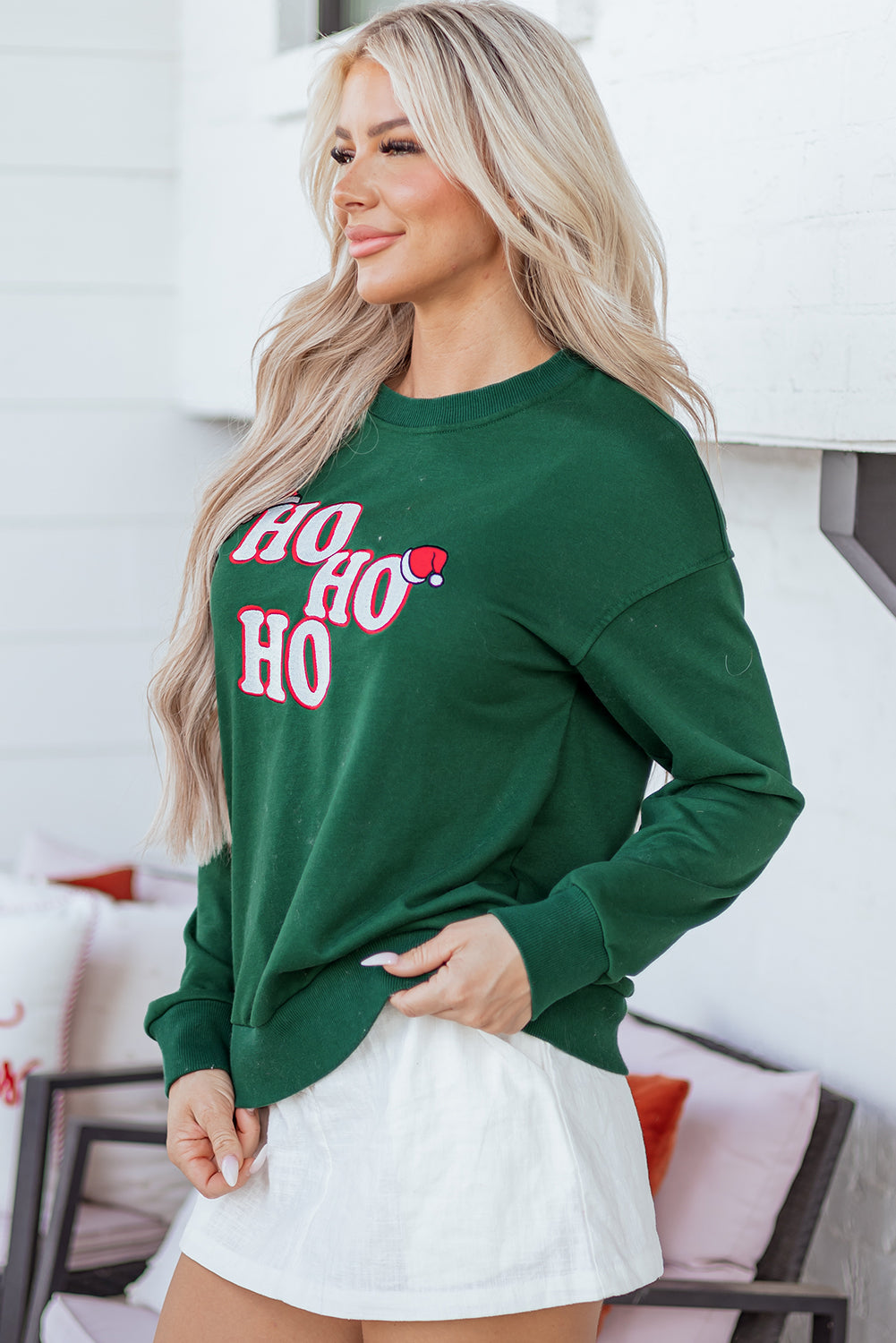 Evergreen Embroidered Christmas Fashion Sweatshirt