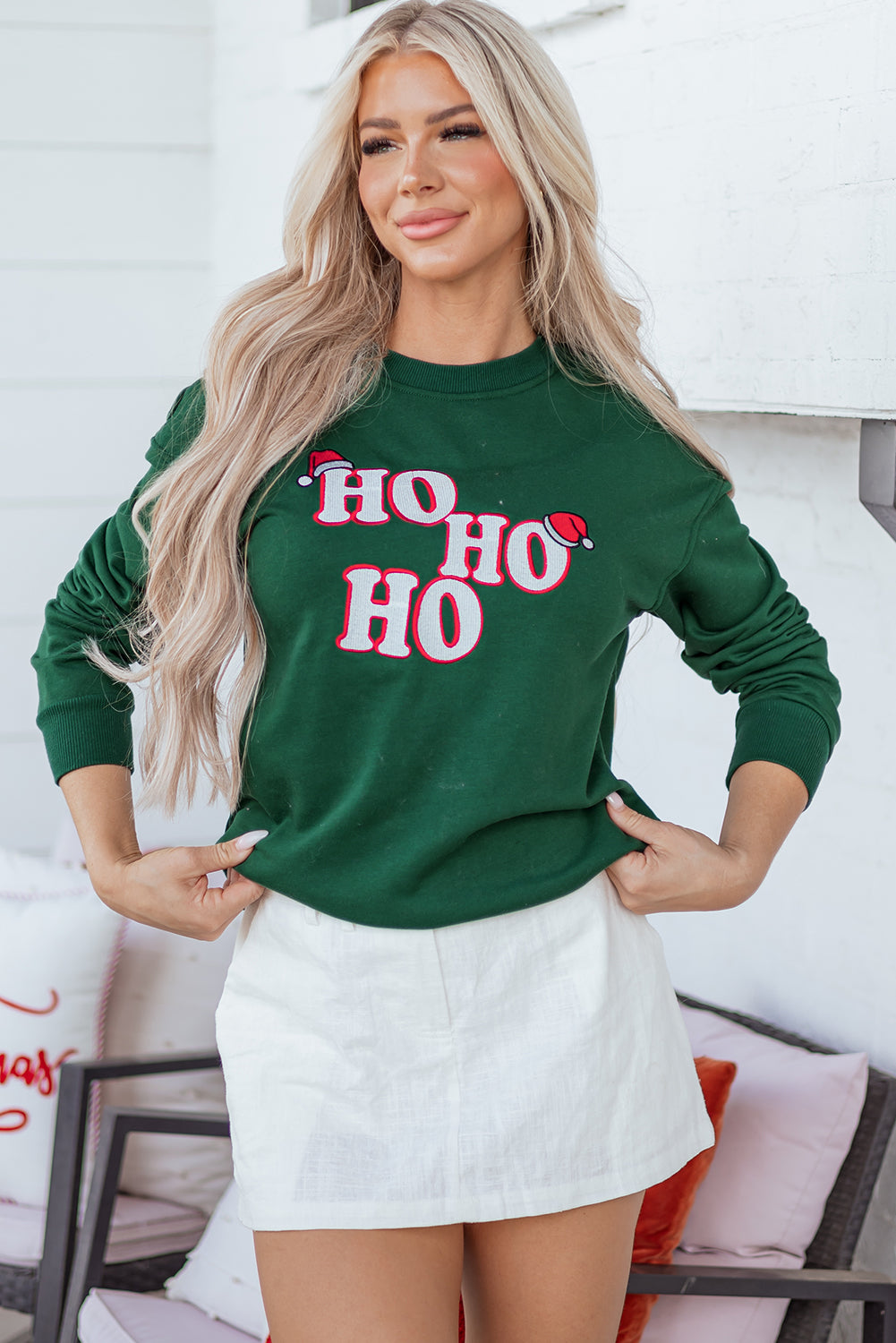 Evergreen Embroidered Christmas Fashion Sweatshirt