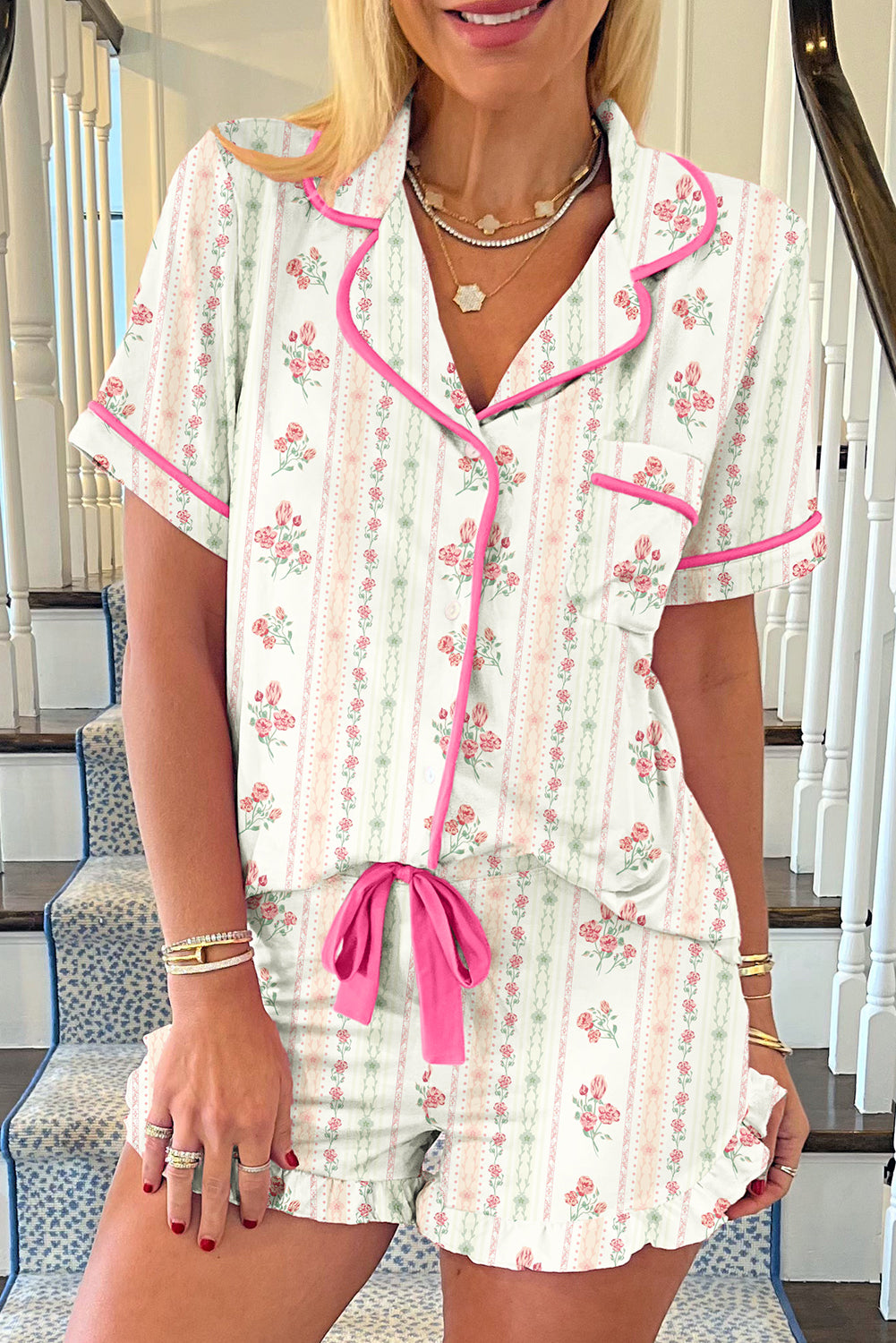 Pink Bow Pajamas Set